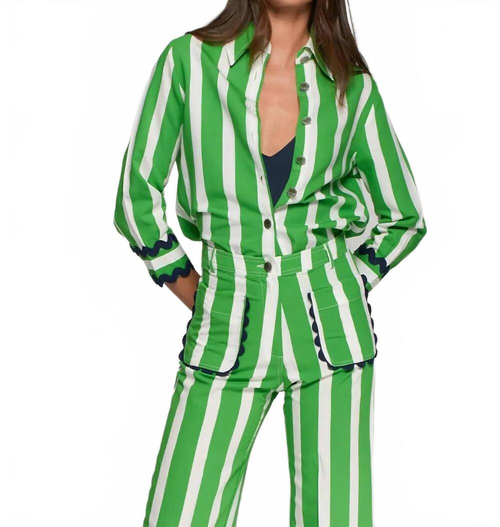 NEW VILAGALLO striped cuffs shirt in green